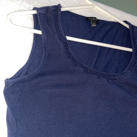 Talbots Navy sz M EUC Cami Shell Tank Top Scoop Neck w Detailing Stretchy Modest - Picture 14 of 16
